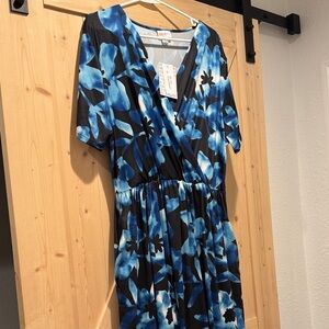 Lularoe Blue Floral Dress-XL